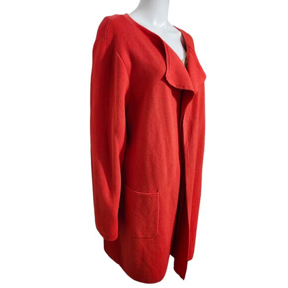 J. Crew 365 Women's Red XXL Juliette Collarless Sweater Blazer Merino Wool Blend - Picture 3 of 11